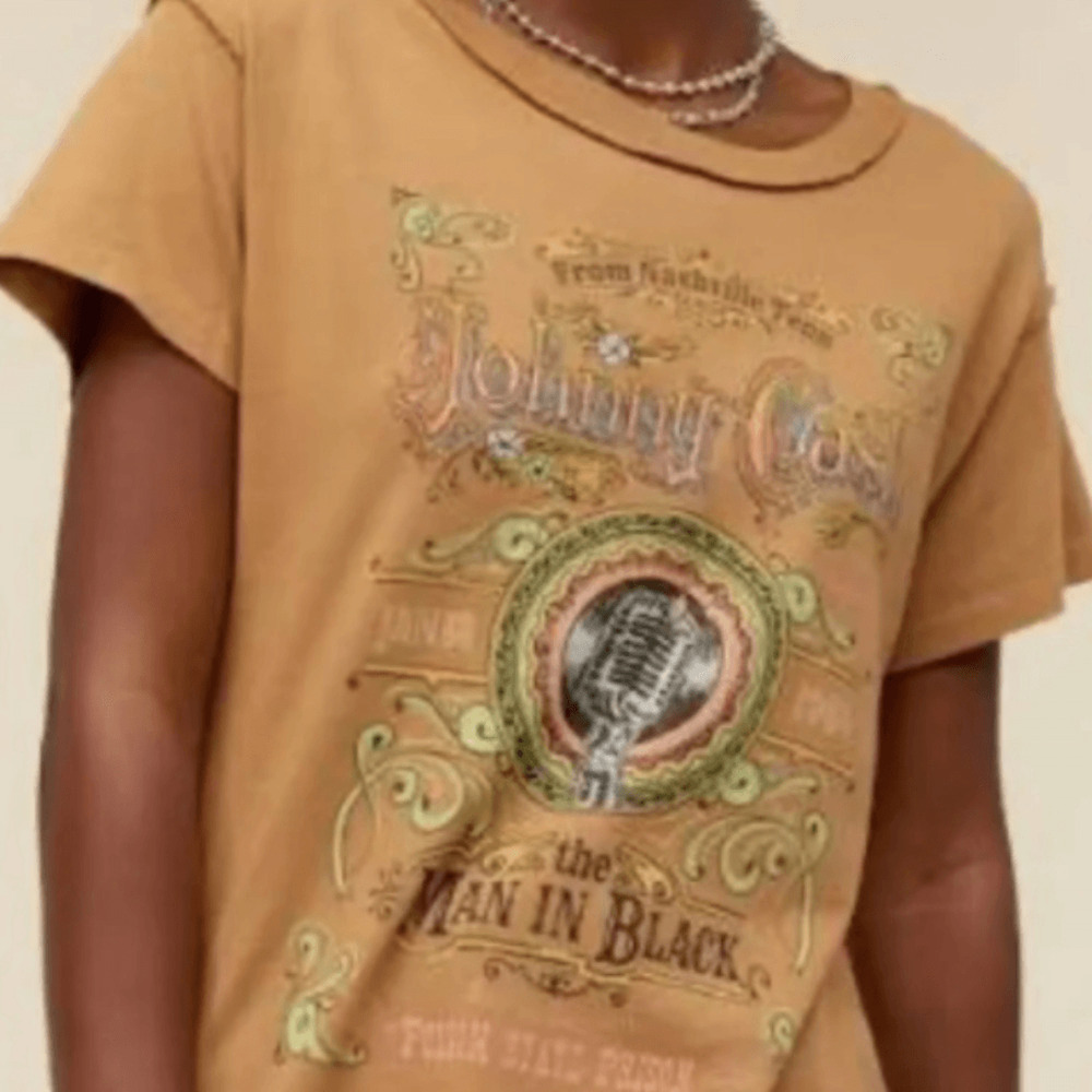 NEW! DAYDREAMER Johnny Cash Tan Short-Sleeve Graphic Tee